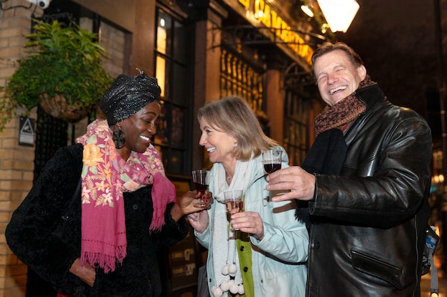 Senior people having fun at party